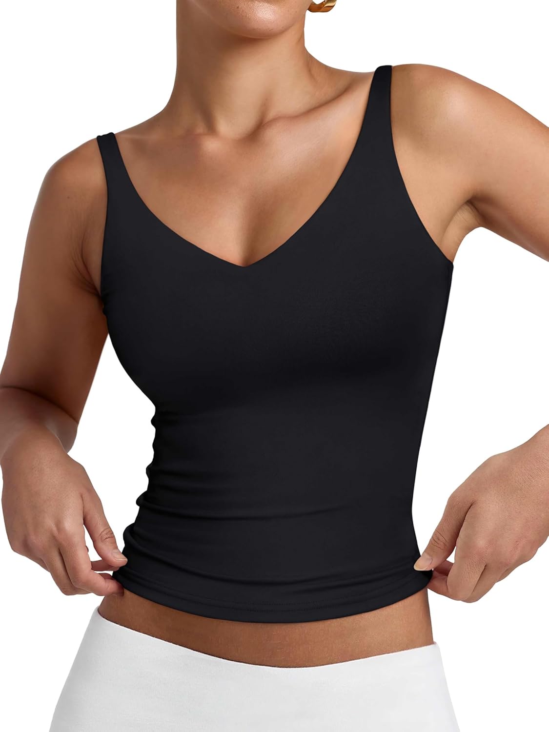 PINKMSTYLE Womens Sexy V Neck Cami Top Sleeveless Double Lined Tank Tops Going Out Y2K Spaghetti Strap Crop Tops 2026 - Image 3