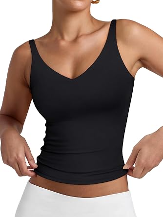PINKMSTYLE Womens Sexy V Neck Cami Top Sleeveless Double Lined Tank Tops Going Out Y2K Spaghetti Strap Crop Tops 2026