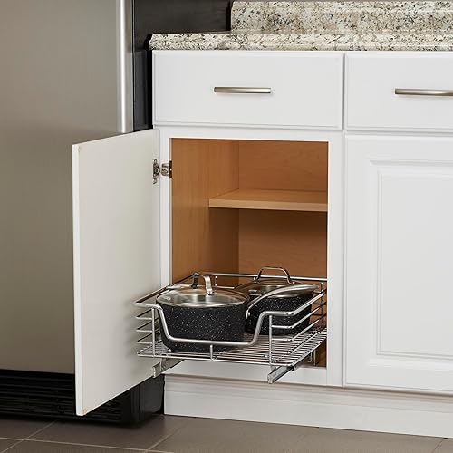 Vista 23 de Household Essentials Glidez - Organizador multiusos de acero cromado extraíble y deslizante para utensilios de cocina y utensilios para hornear