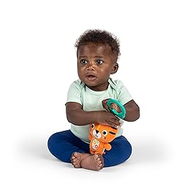 Bright Starts Jingle Joy Reach & Rattle Toy for Stroller - Tiger with Chime Sounds - Unisex, Newborn +
