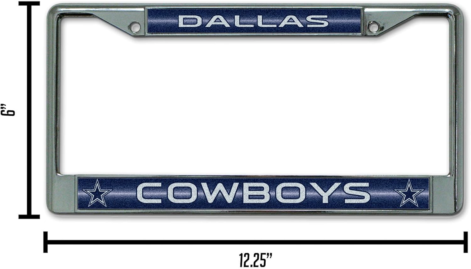 Rico Industries NFL Football Classic 12" x 6" Silver Bling Chrome Car/Truck/SUV Auto Accessory