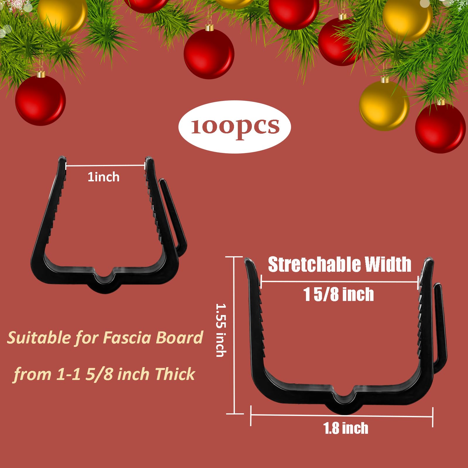 Geegoods Weihnachtslicht-Clips – 50 Stück, 4,8 Cm Für Dachrinne & Zaun, Hält C5/C7/C9 Lichterketten (weiß)