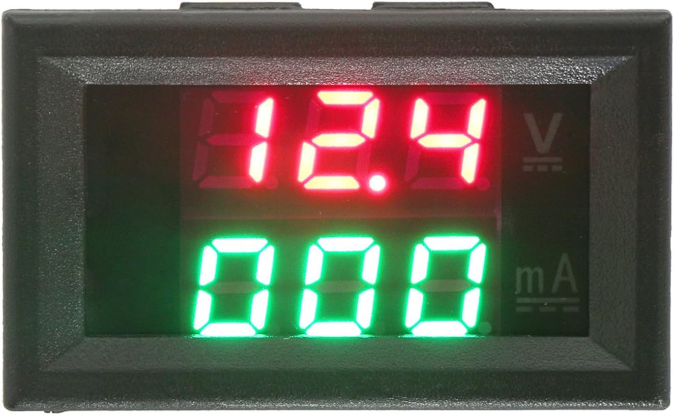DROKxae; 0.28" Dual Display Digital DC Voltmeter Ammeter Amp Meter 0-999mA Voltage Meter 0-33V DC 3.5-30V Power Supply Volt Current Meter Tester Panel RG Display