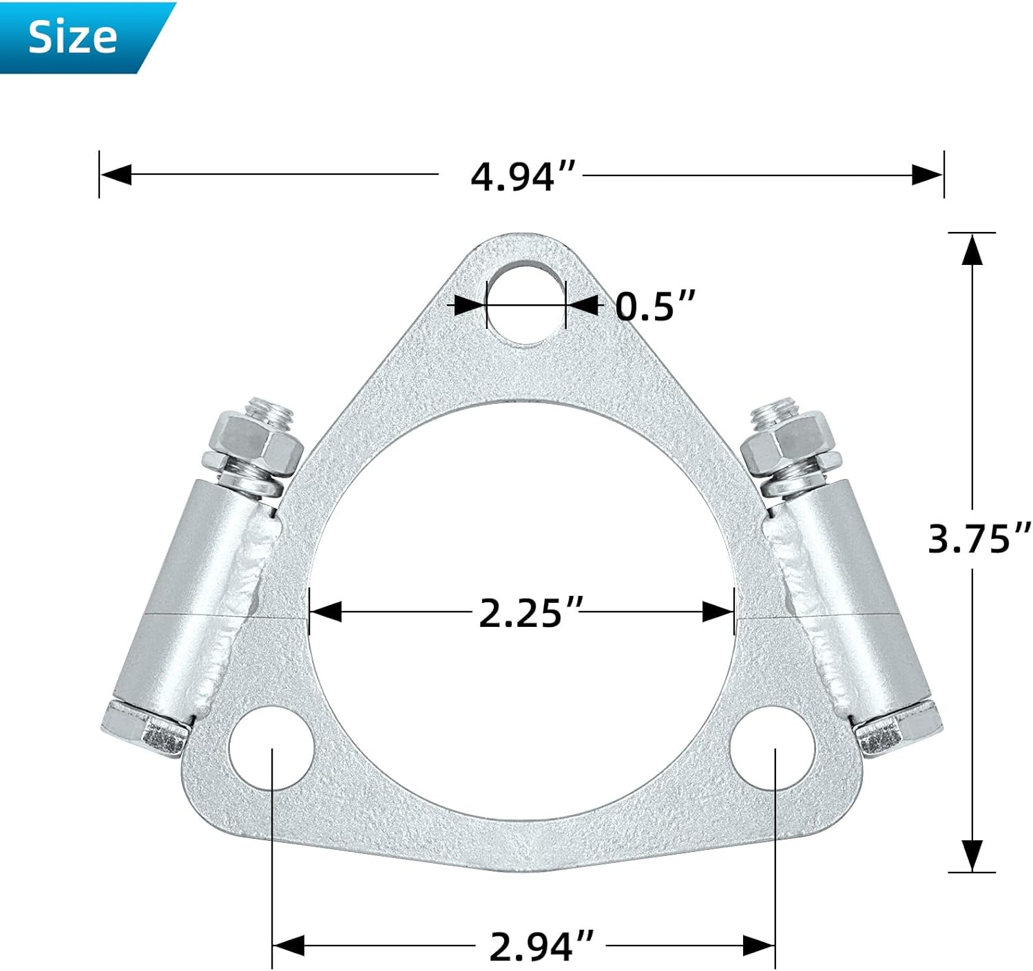 2.25" ID Triangle Exhaust Split Flange for 2" OD Flared Y Pipe, Pack of 2