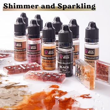LET'S RESIN Metallic Alcohol Ink Set-24 Colors Metal Pigment Each 0.35oz
