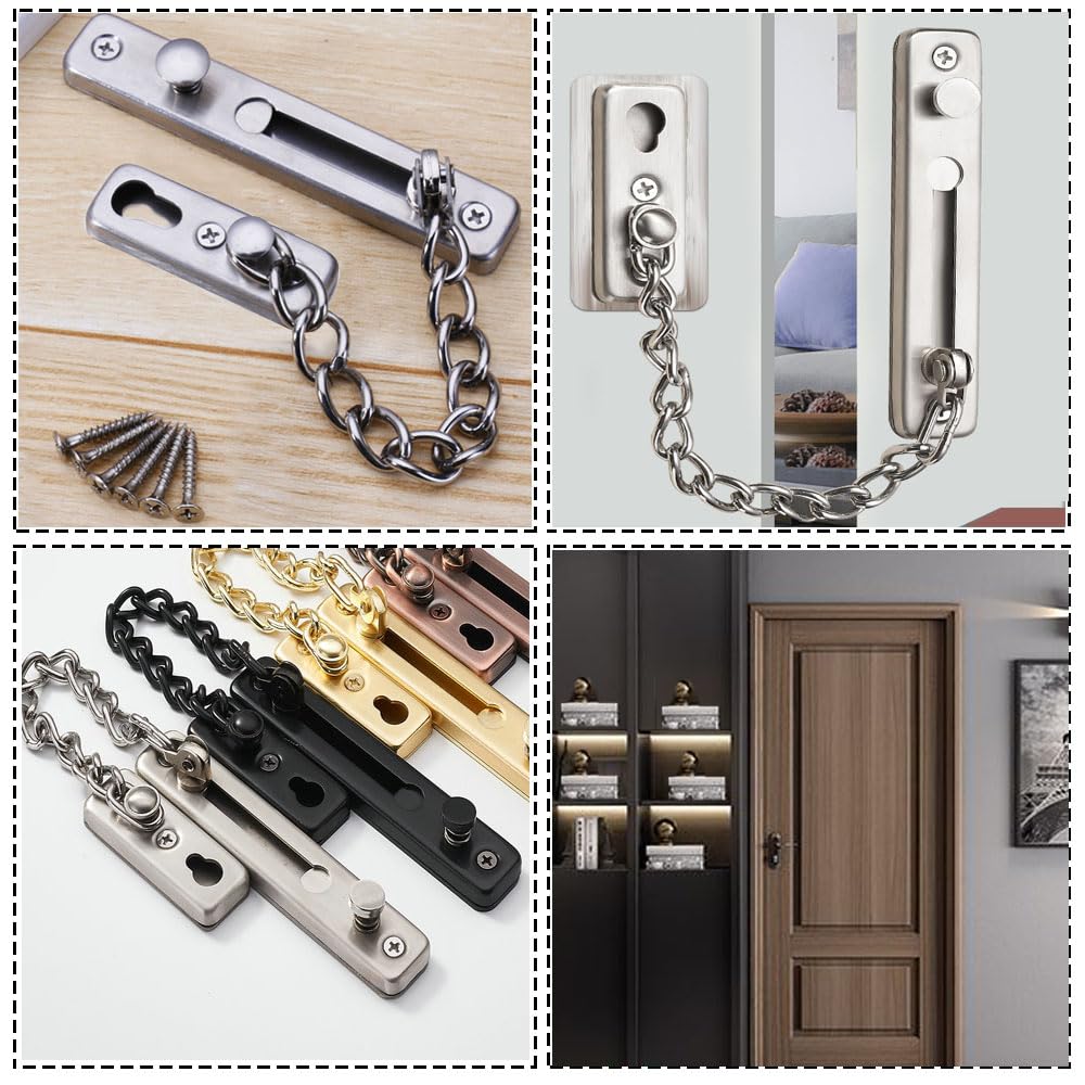 Catena Per Porta Di Sicurezza,Catena Porta, Catena di Sicurezza Della Porta, Serratura Catena di Sicurezza in Acciaio del Catenaccio della Porta della Catena Antifurto Portiere Finestre(Argento)