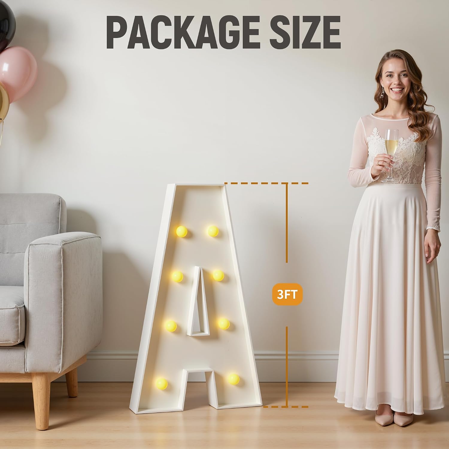 Marquee Letters 3 Feet Tall, Large Light up Letters O for Decor image 2