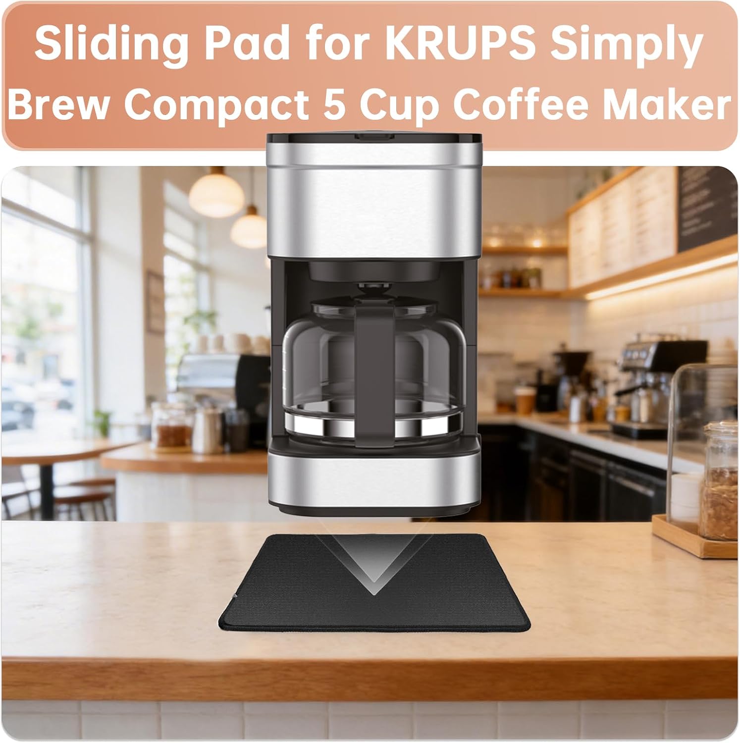 Sliding Pad for KRUPS Simply Brew Compact 5 Cup Coffee Maker (8.7"×6.3")- Smooth Glide with Anti-Slip Base - Perfect Accessories Fit for Krups Coffee Makers image 3
