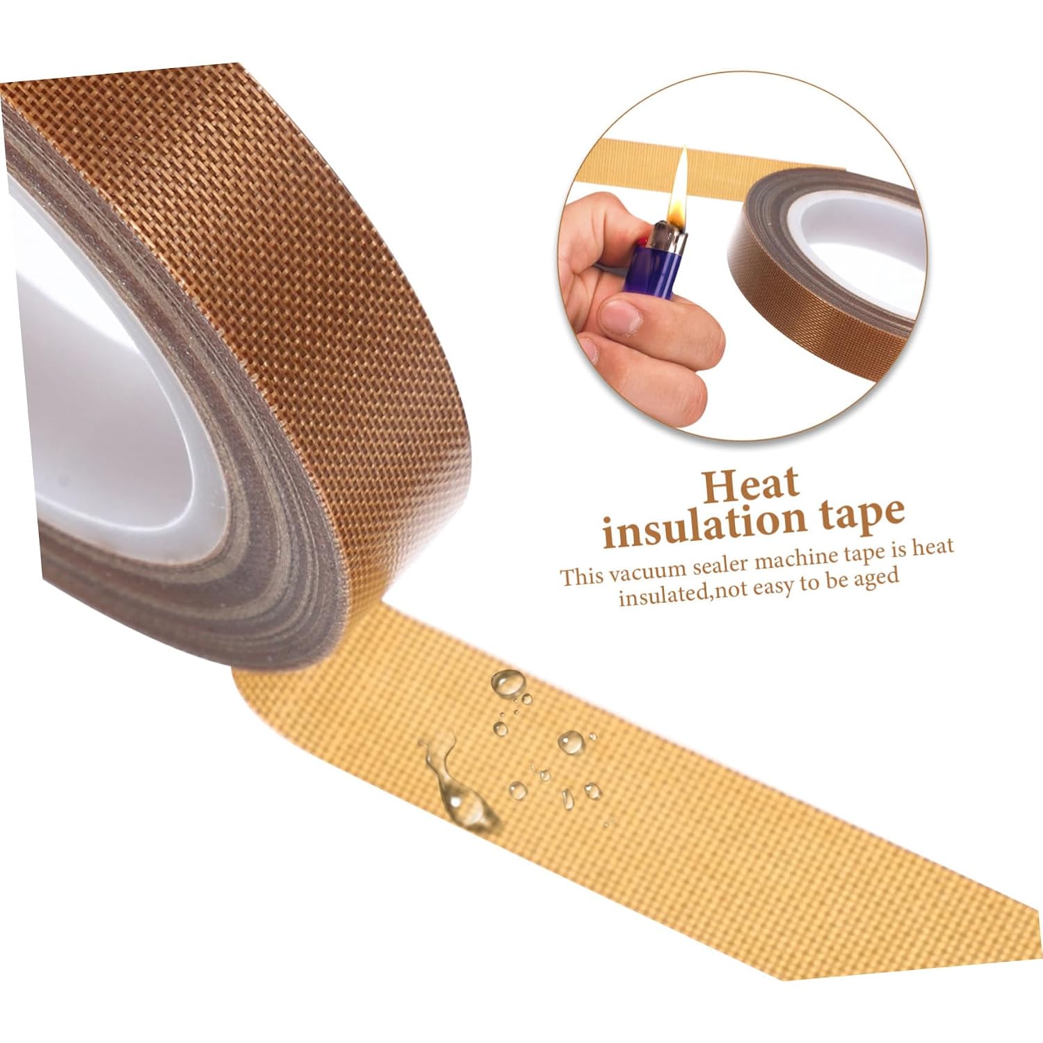 3rolls PTFE Sealing Tape High Temperature Duct Tape Long Abrasion Heat Resistant for Vacuum Sealer