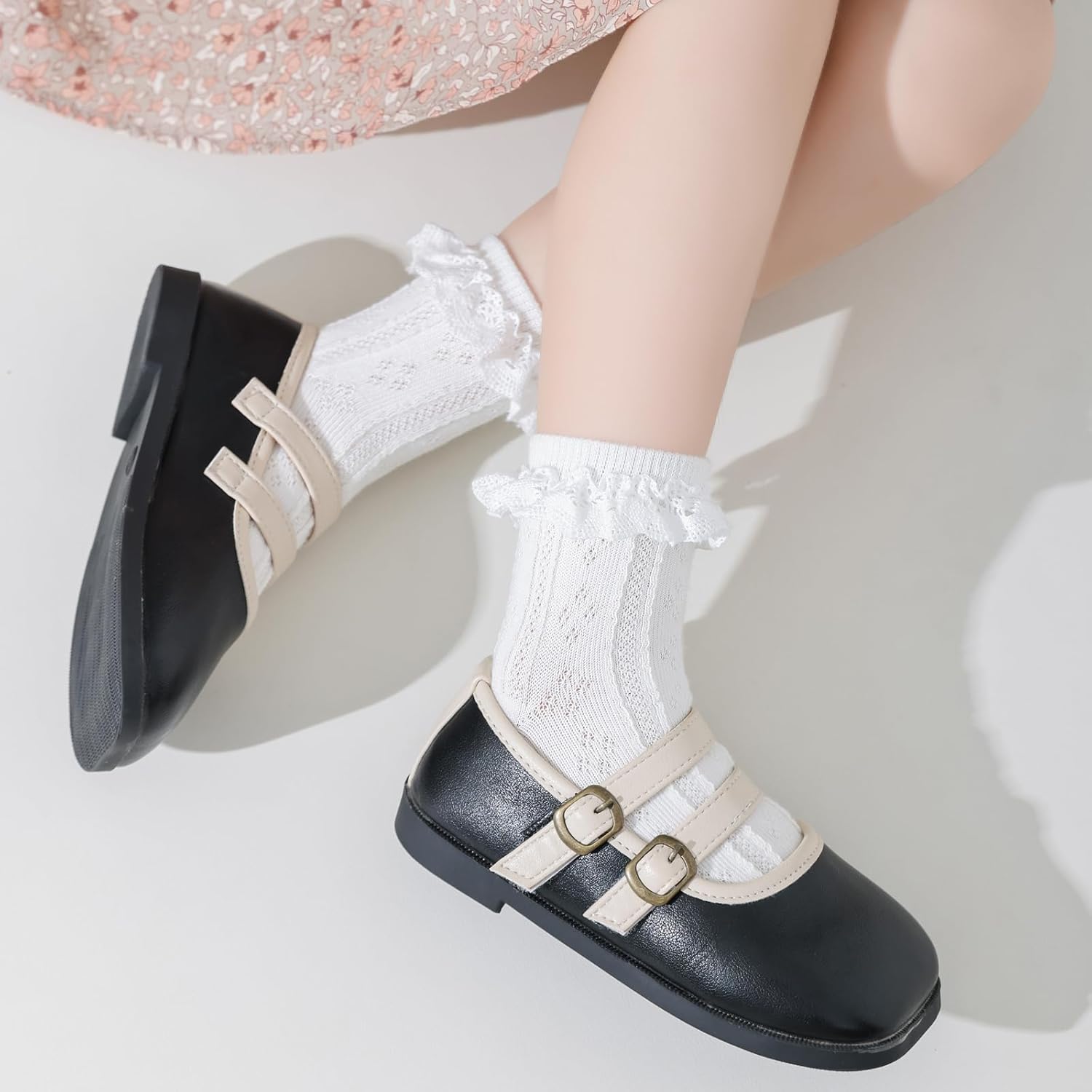 Mini angel Baby Girl Socks Infant Toddler Ruffle Eyelet Lace Socks Girls Ruffle Sock Seamless Princess Frilly Sock for Kids - Image 5