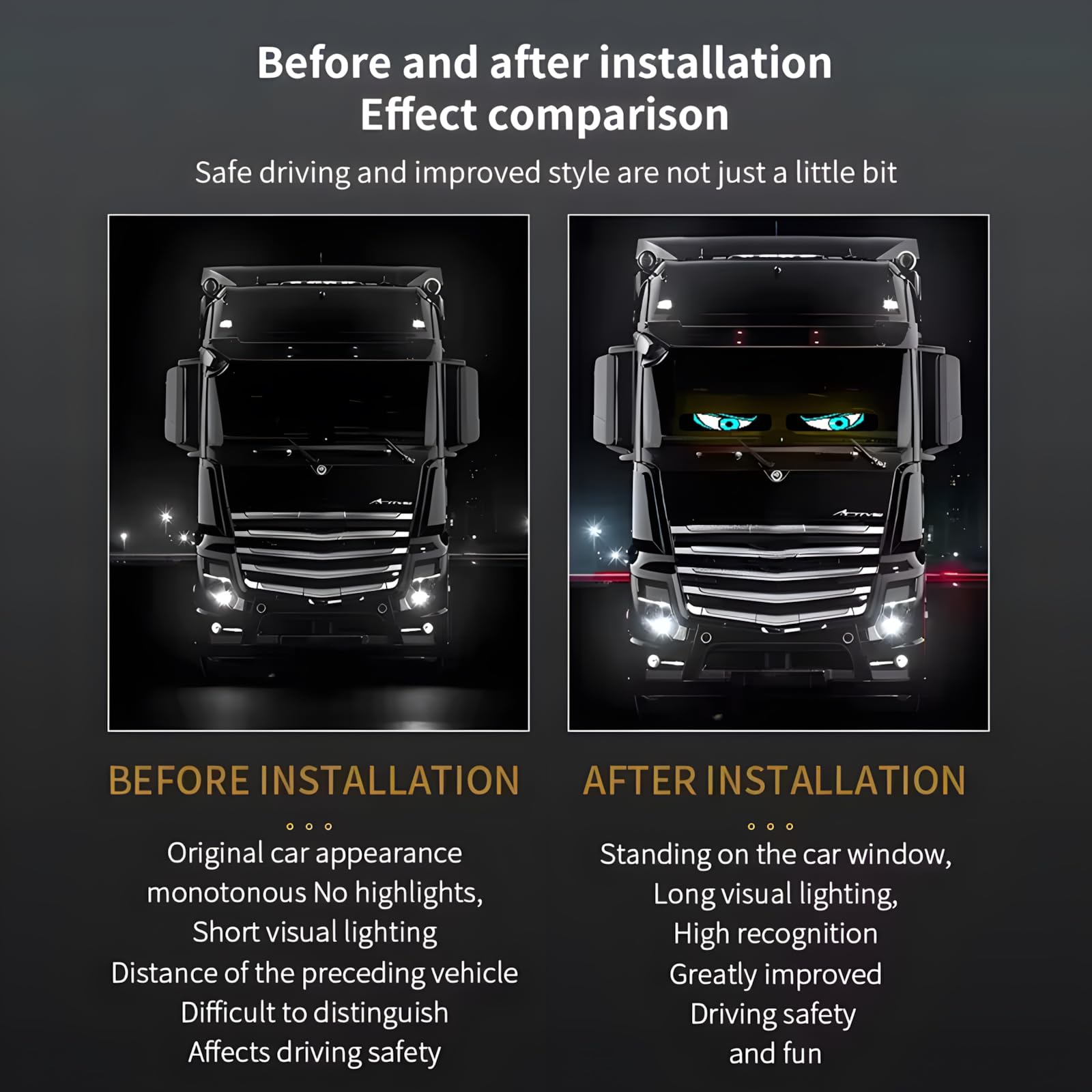 Occhi led per Camion e auto, Display Flessibile Programmabile, Luce Colorata