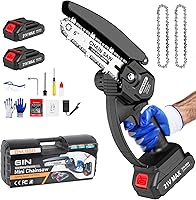 Vista 11 de Motosierra eléctrica de 6 pulgadas, motosierra eléctrica de mano con pantalla de potencia, para árboles y ramas, corte de madera, regalos para Azul