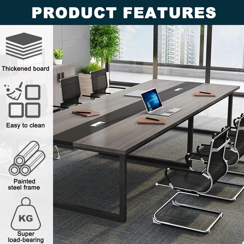 Mesa de conferencias Rectangular Grande para ejecutivos, Escritorio de reuniones de 120x60x74 cm con Estructura metálica para colaboración y reuniones Profesionales.