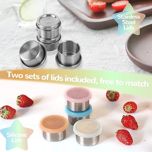 Miniatura 5 de Kieaisy Recipiente para aderezo para ensaladas, recipientes pequeños de condimentos de 1.6 onzas con tapas, recipientes de condimentos de acero