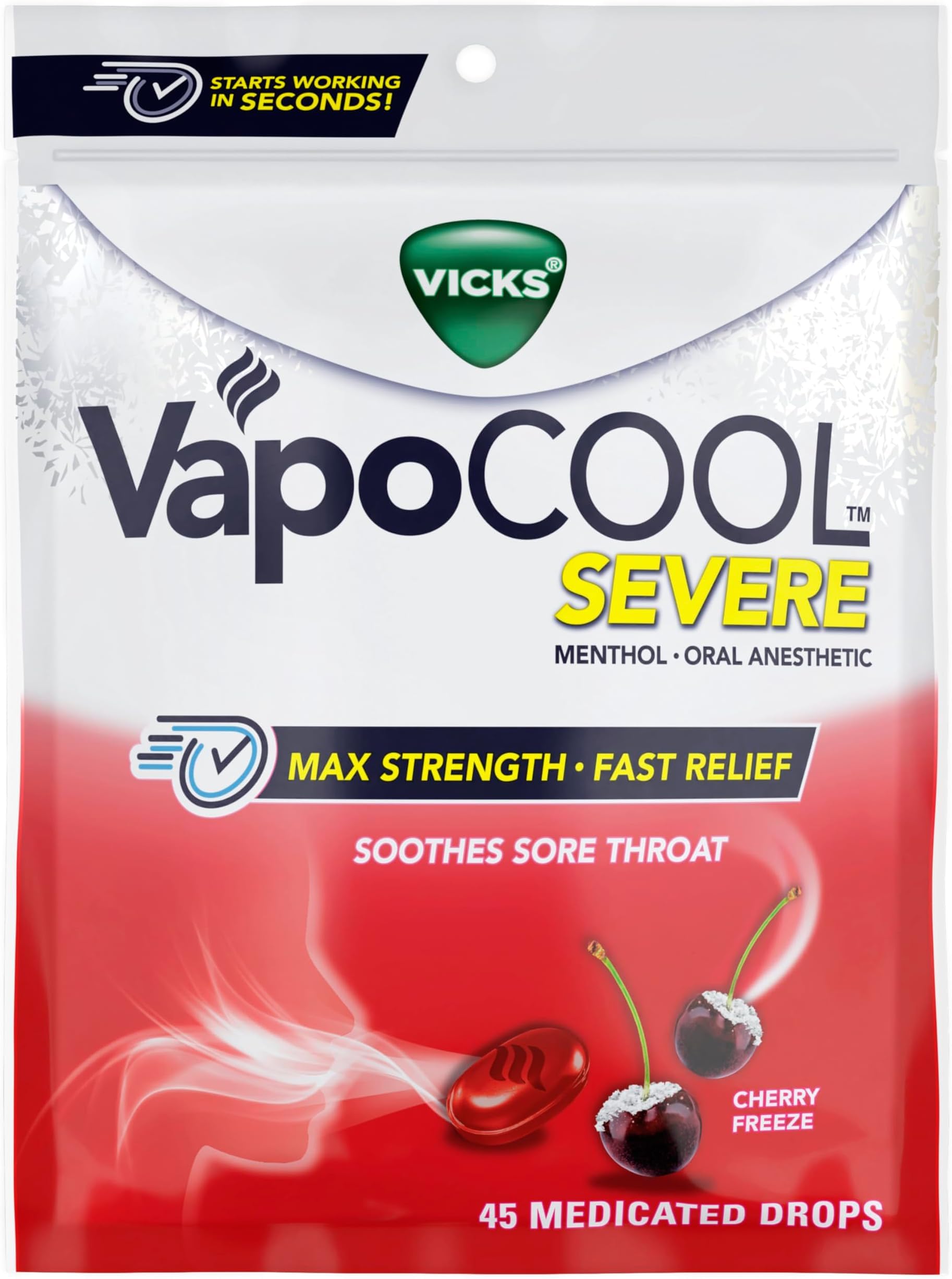 Vicks VapoCool Severe Medicated Sore Throat Drops, Max Strength Menthol, Soothes Sore Throat Pain, Honey Lemon Flavor, 45ct — Amazon image 15