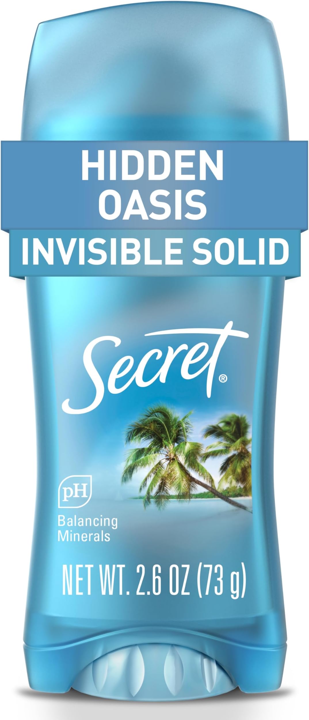 Secret Fresh Antiperspirant Deodorant for Women, 72hr Breathable Sweat & Odor Protection, Instant Freshness & Gentle, PH Balancing Minerals, Invisible Solid, Hidden Oasis Scent, 2.6 oz