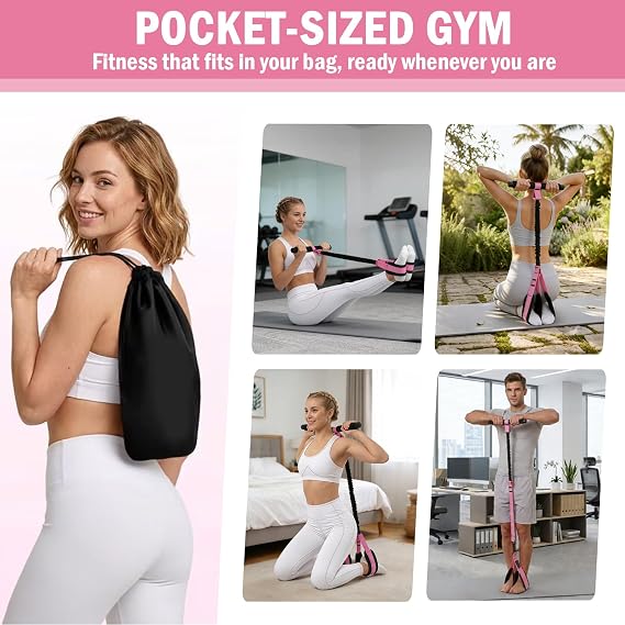 Foot Pedal Resistance Band, Multi Purpose Full Body Workout Tool | Portable latex band with storage bag for home travel, full body shaping, pilates, yoga and core training