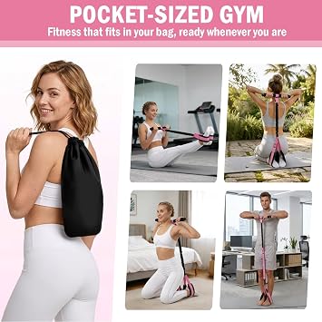 Foot Pedal Resistance Band, Multi Purpose Full Body Workout Tool | Portable latex band with storage bag for home travel, full body shaping, pilates, yoga and core training