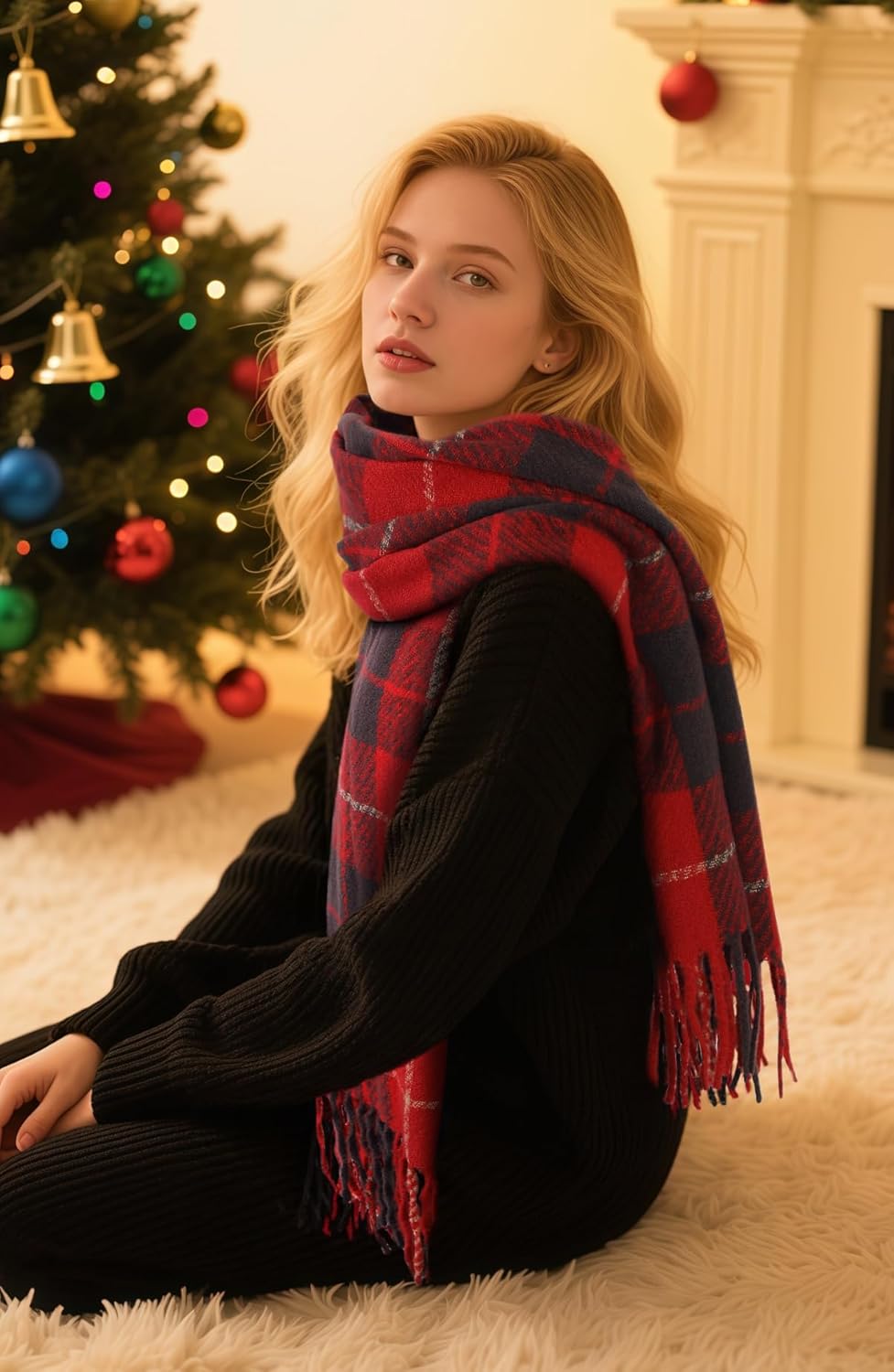 Pleneal Scarf for Women, Womens Winter/Fall Scarf,Long Plaid Shawls and Wraps, Cashmere Feel Blanket Pashmina Scarves - Image 5