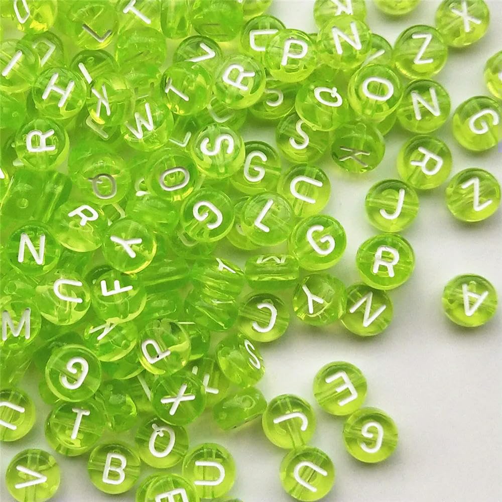QZX1 200 Pezzi Di Colore Misto Lettera Acrilica Perline Acriliche Rotonde Alfabeto Piatto Perline Distanziatore Allentato Per Gioielli Facendo Fatti A Mano Con Braccialetto Fai Da Te Accessori .YC0409 - Foto 11