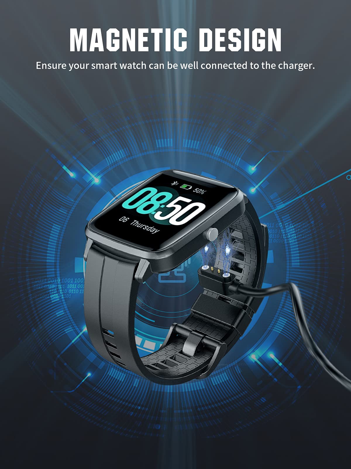 Câble De Charge Magnétique Compatible Montres YAMAY, Willful, Letsfit, Umidigi - Longueur 1 M, Charge Rapide