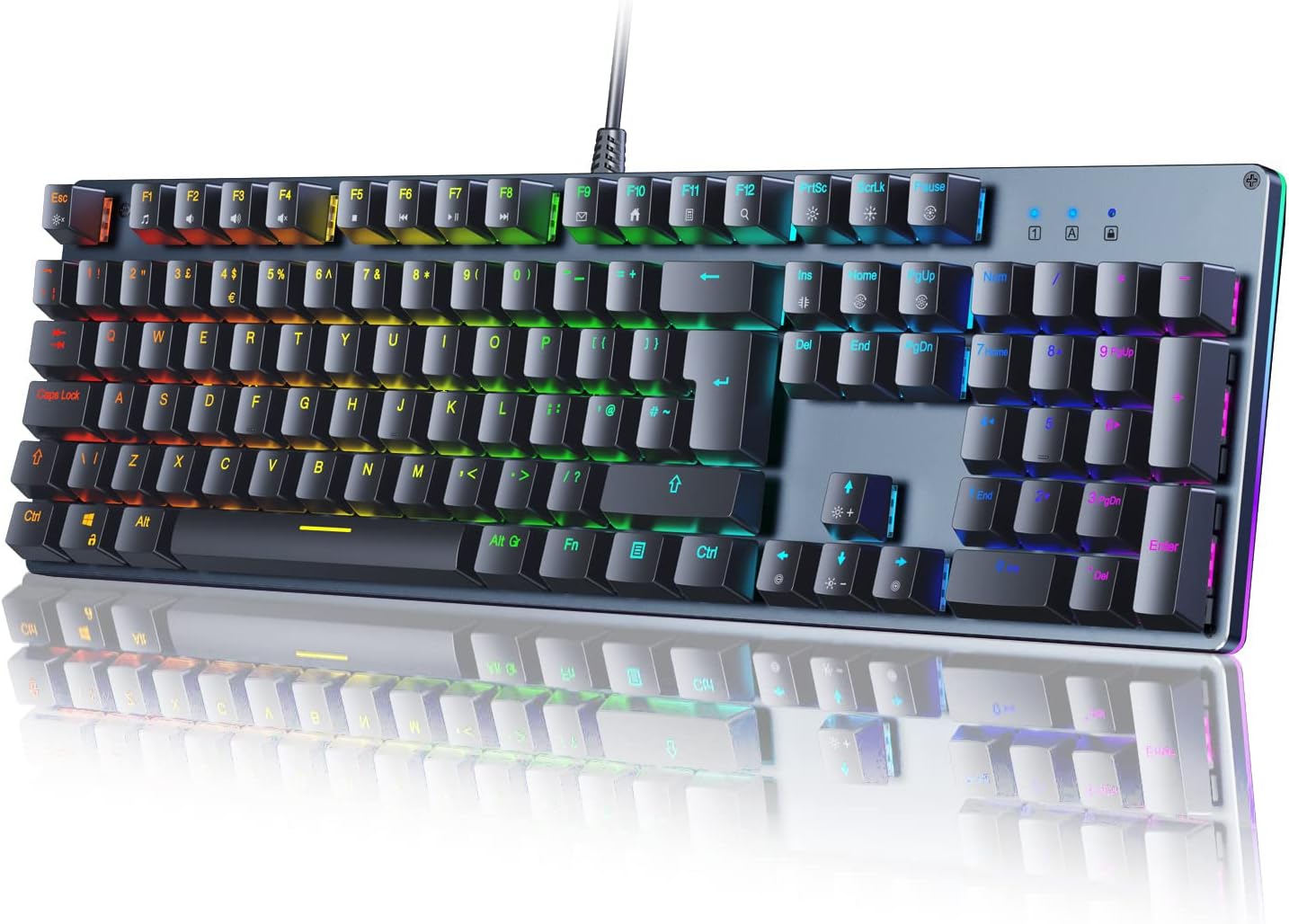 Mechanical Gaming Keyboard RGB Backlit 105 Keys UK Layout Rollover ...