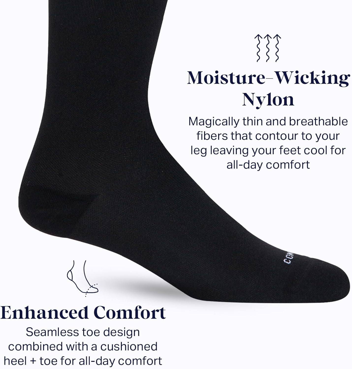 Comrad Nylon Knee High Socks - 15-20mmHg Graduated Compression Socks - Soft & Breathable Support Unisex Socks - Image 5