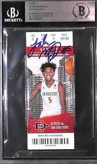 Jalen McDaniels Signed SDSU Aztecs 18 Basketball Ticket BAS COA Gem Mint 10 Auto - Autographed College Basketballs