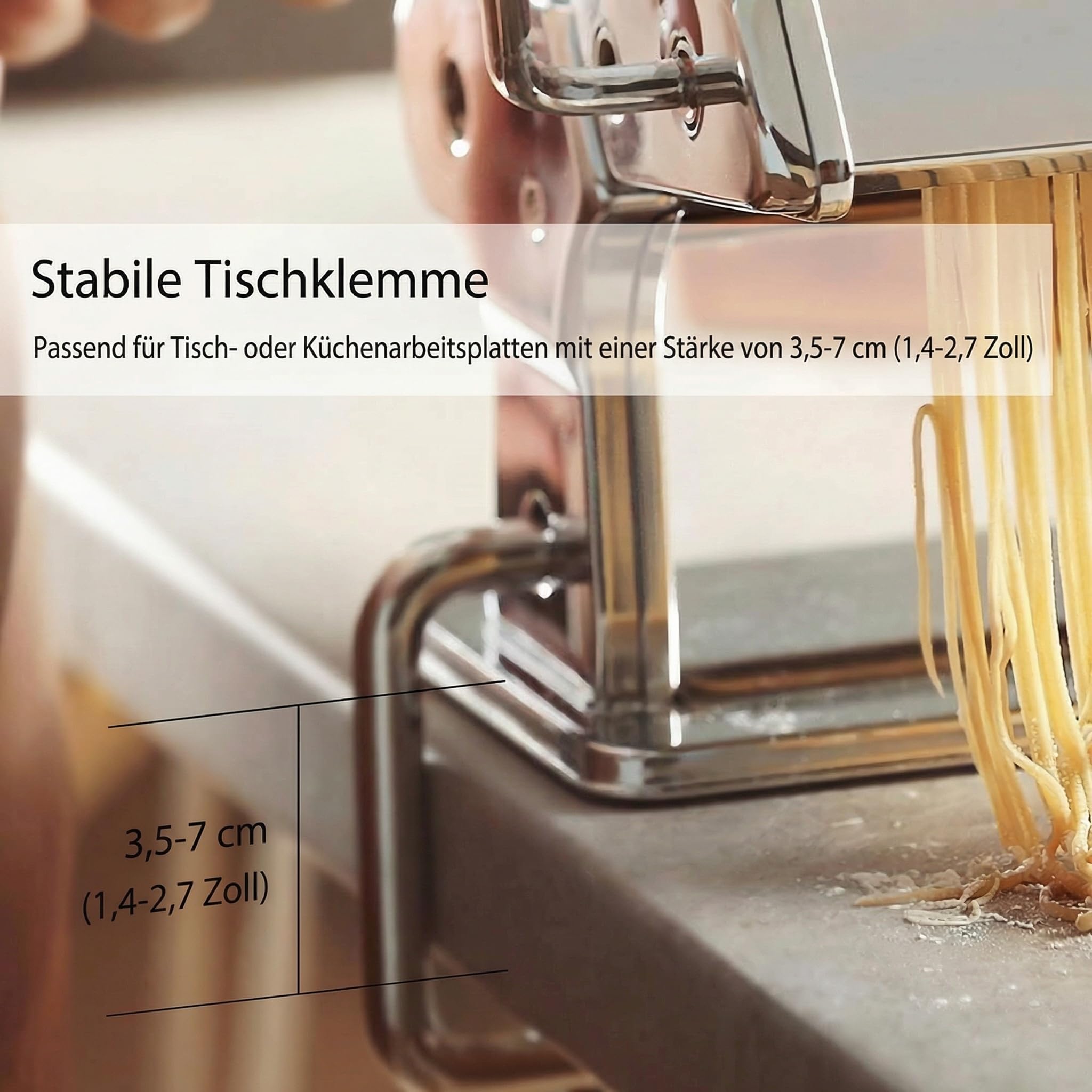 Sailnovo Nudelmaschine Aluminiumlegierung 180 System 9 Stärke Einstellungen 2 Schneidvorrichtungen für Spaghetti Fettuccini Lasagne Manuell Pasta Maker(Silber)