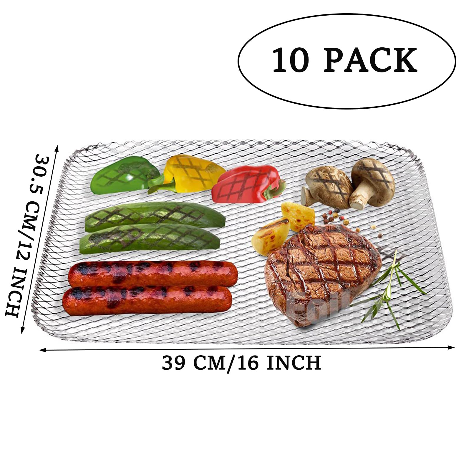 LZbeove 10pcs Aluminum BBQ Mesh Grill Mat Reusable Grill Topper Grill Mesh Mat Set for Outdoor Grill Non-Stick Grill Mat Easy to Clean Grilling Liners BBQ Accessories for Baking Cooking Grilling