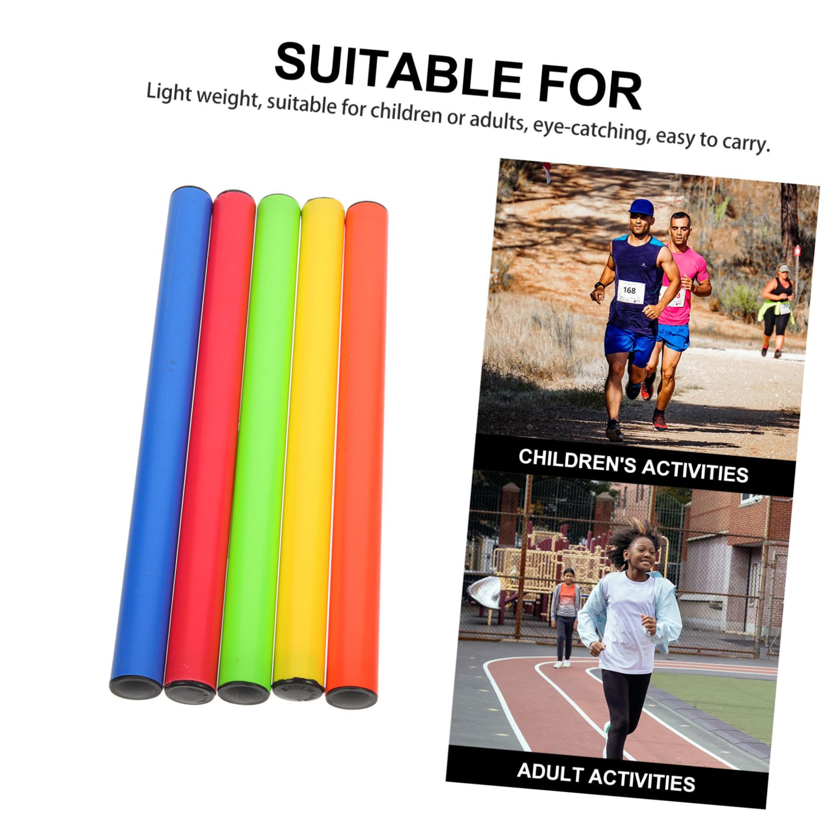Toddmomy Bâtons de Relais en Plastique 5 Pièces pour Course Scolaire, Résistants aux Chutes, Légers et Faciles à Transmettre, pour Sports en Plein Air et Entraînements