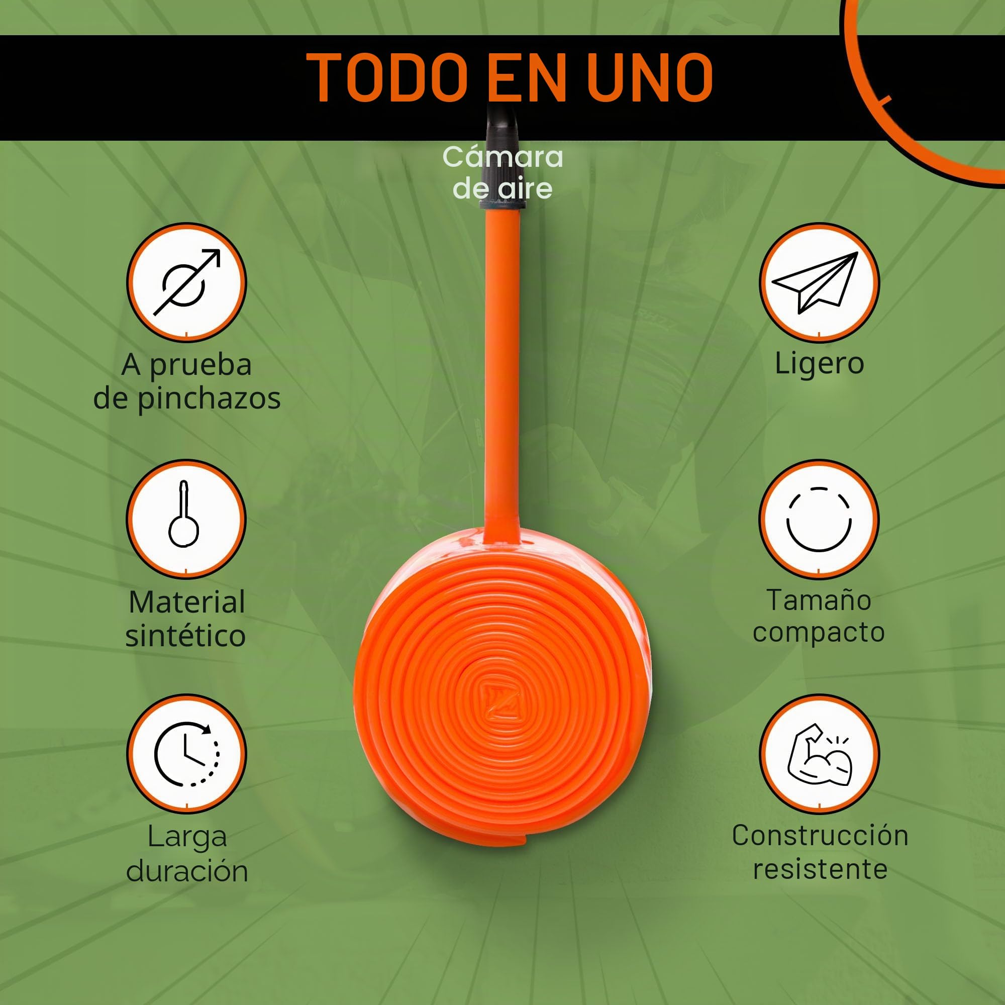 Tubolito CX/Gravel 700C x 32-50 mm, válvula Presta de 42 mm/60 mm, Ligera, Fuerte y compacta, compatibilidad con Llantas y Frenos de Disco