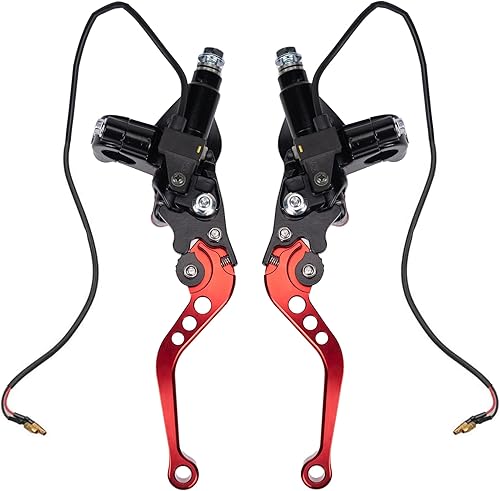 Miniatura 10 de vatkan Palanca de bomba de embrague de freno de motocicleta con doble cilindro maestro hidráulico depósito 78" 0.866 in pistón universal CNC