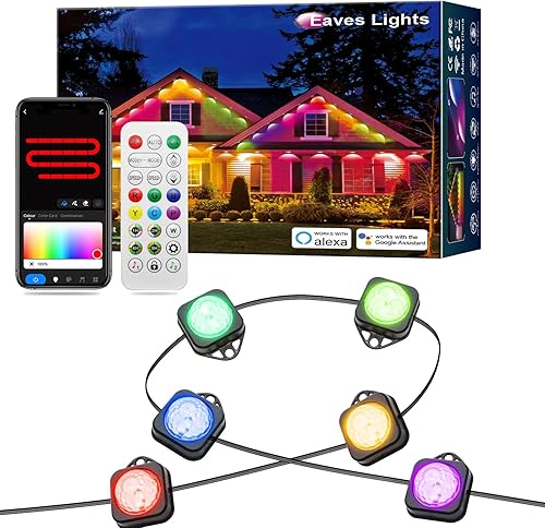 LemonNova Luces permanentes para exteriores Pro, 30 pies con 22 luces LED blancas cálidas y frías, luces de aleros estrellados IP67 impermeables,