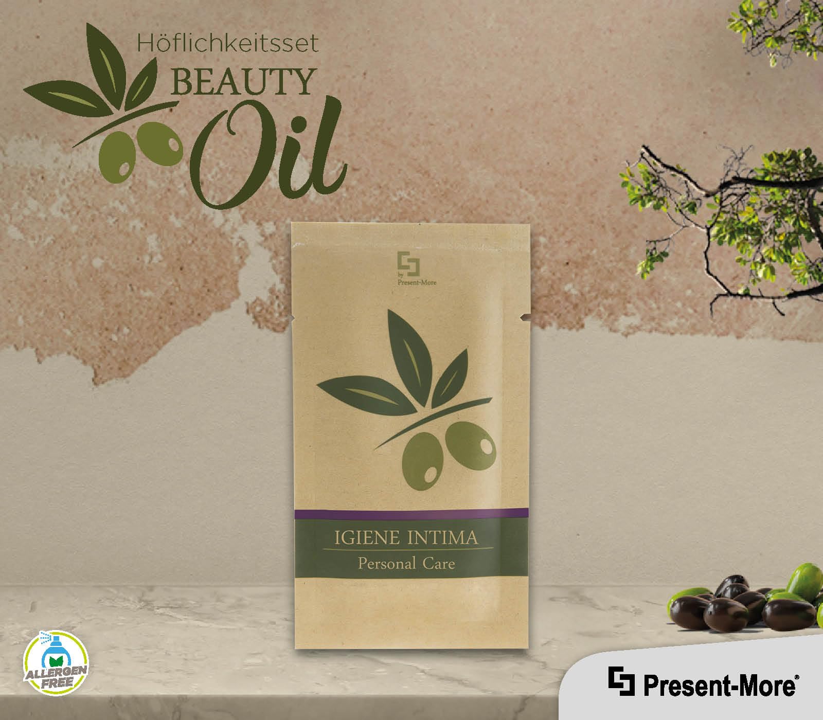 Present-More Intimhygiene 15ml Beauty Oil - Intim Waschlotion 250 Stücke für Hotels und B&B | Allergenfreie Intim Waschlotion mit Duftnote Tahitian | Allergenfreier Intimreiniger, ideal für Hotels und B&B