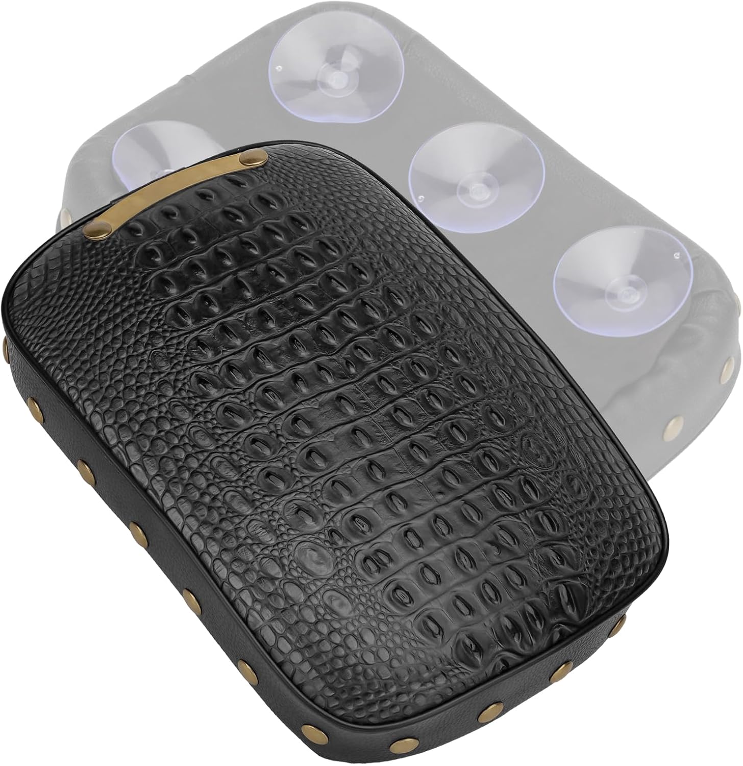 Motorcycle Rectangular Passenger Pad Seat Rear Leather Pillion Cushion 6 Suction Cup Compatible with Harley Dyna Sportster XL 883 1200 Chopper Custom