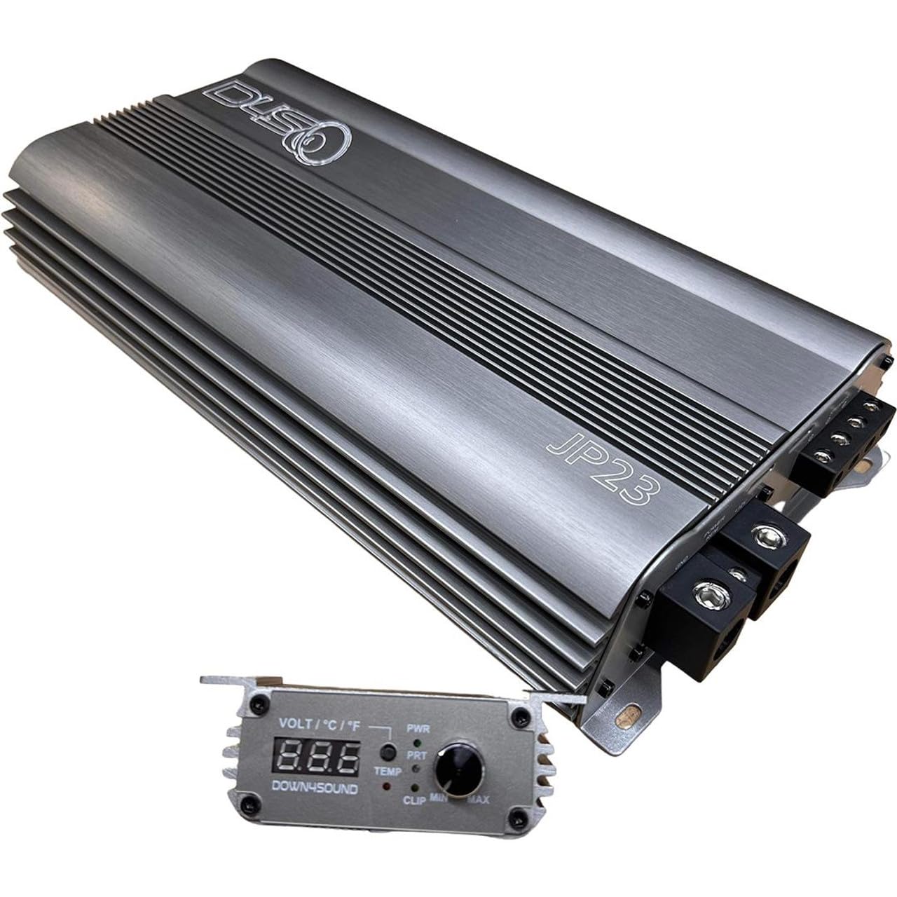 DOWN4SOUND JP23 V2 Purple | Monoblock Amplifier - 2800W RMS, 1-Ohm Stable, Linkable for Car Audio Systems, High-Performance Bass Amplifier for 2800W Subwoofer Setup