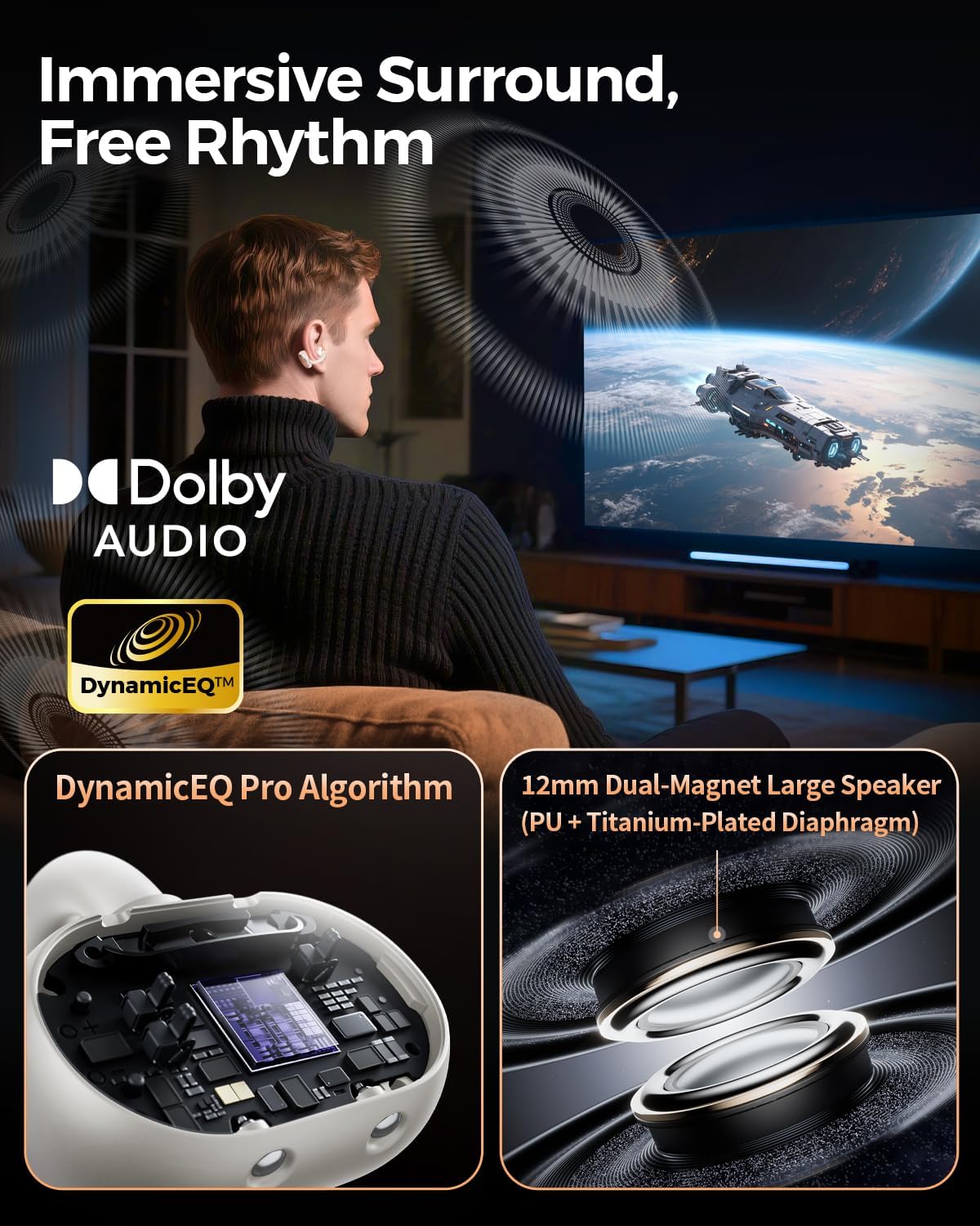 SoundPEATS Clip1 Ultra Comfort Open Ear Clip-On Earbuds, Featherlight for All-Day Wear with Glasses, 40H Playtime, Crystal Clear Calls, Fast Charging, IPX5, Bluetooth 5.4 for Office Home