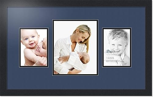 ArtToFrames Marco de fotos de collage con paspartú doble de 1 8 x 10 y 2 5 x 7 pulgadas y marco negro satinado