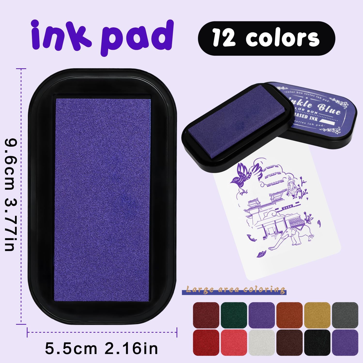 Large Oil Ink Pads for Kids Washable Craft Ink Stamp Pads,12 Color DIY Clear Embossing Ink Pad for Clothes,Baby Footprint Handprint,Rubber Stamps, Paper, Scrapbooking,Best Gift for Kids and Adult
