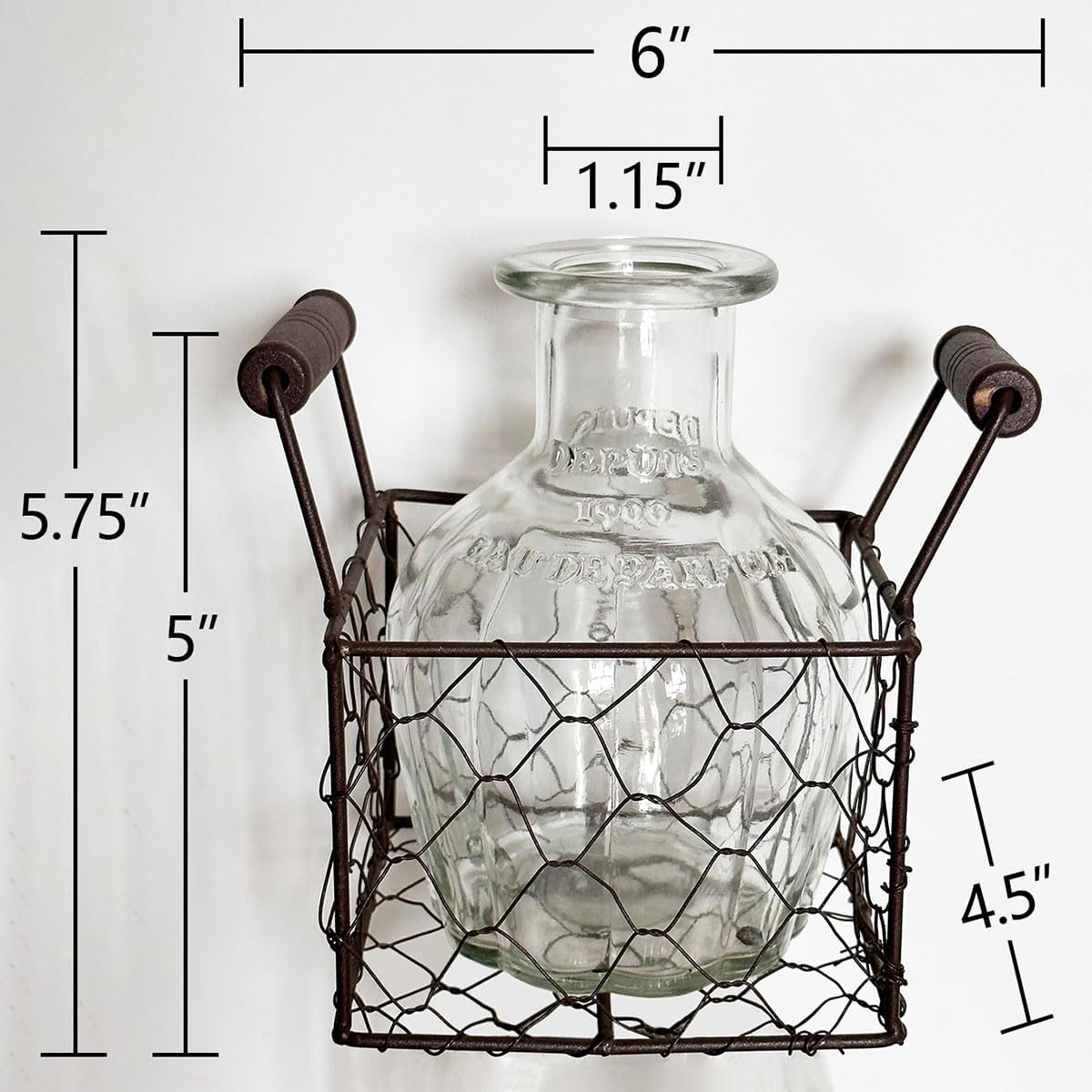 Flower Vase with Metal Frog Lid Stand for Rustic Farmhouse Home Decor Or Wedding Decor(5.75" Tall) - Image 2