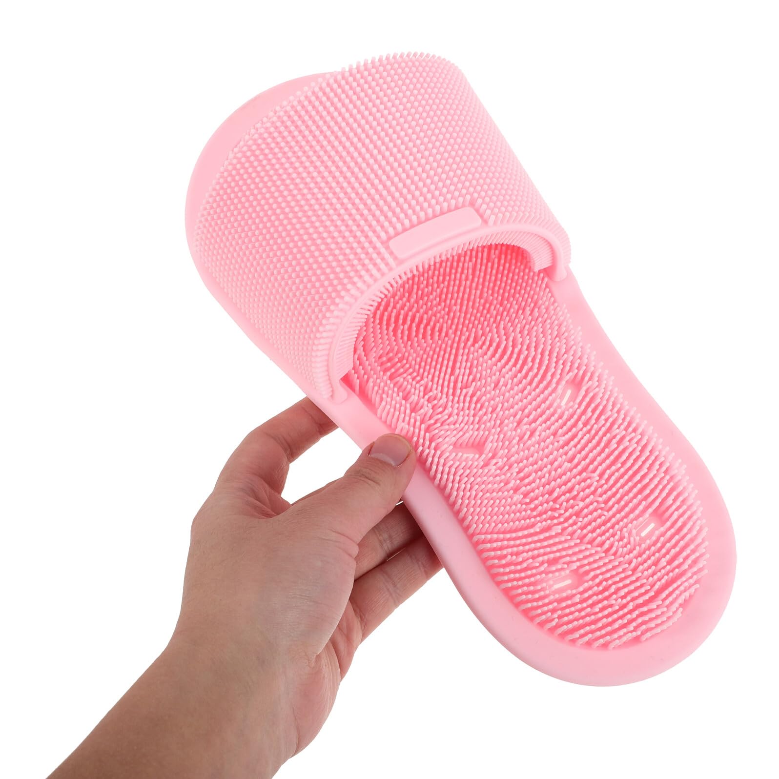 VALICLUD Zapatillas Masajeadoras de Pies de Silicona Antideslizantes para Ducha y Baño, Exfoliadoras y Limpiadoras con Cerdas Densas, Color Rosa, 2 Unidades, Cuidado Personal en Hogar