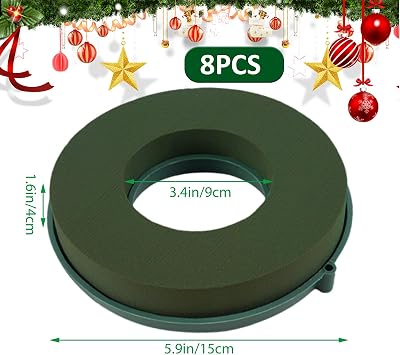 ZOFORTY 8PCS Floral Foam Rings 6 Inch Round Floral Wet Foam Ring Flower Arrangement Kit for Florist Wedding Foam Decoration, Green