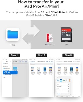 BnmxTek SD Card Reader for iPhone, SD Card Adapter with Lightening & USBC Dual-Connector for iPhone 5-14, USB-C iPhone 15, iPad, Mac or MacBook, Supports SD MicroSD Trail Camera Viewer, Plug and Play