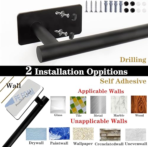 Miniatura 2 de Toallero de baño autoadhesivo, toallero de acero inoxidable para baño, sin perforaciones, resistente, para pegar en la pared, resistente y