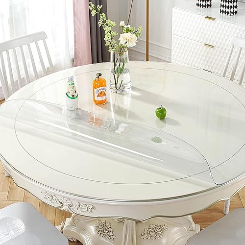 Funda de plástico redondo de PVC transparente de 0.079 pulgadas de grosor, protector de mesa impermeable para comedor, hoja de plástico
