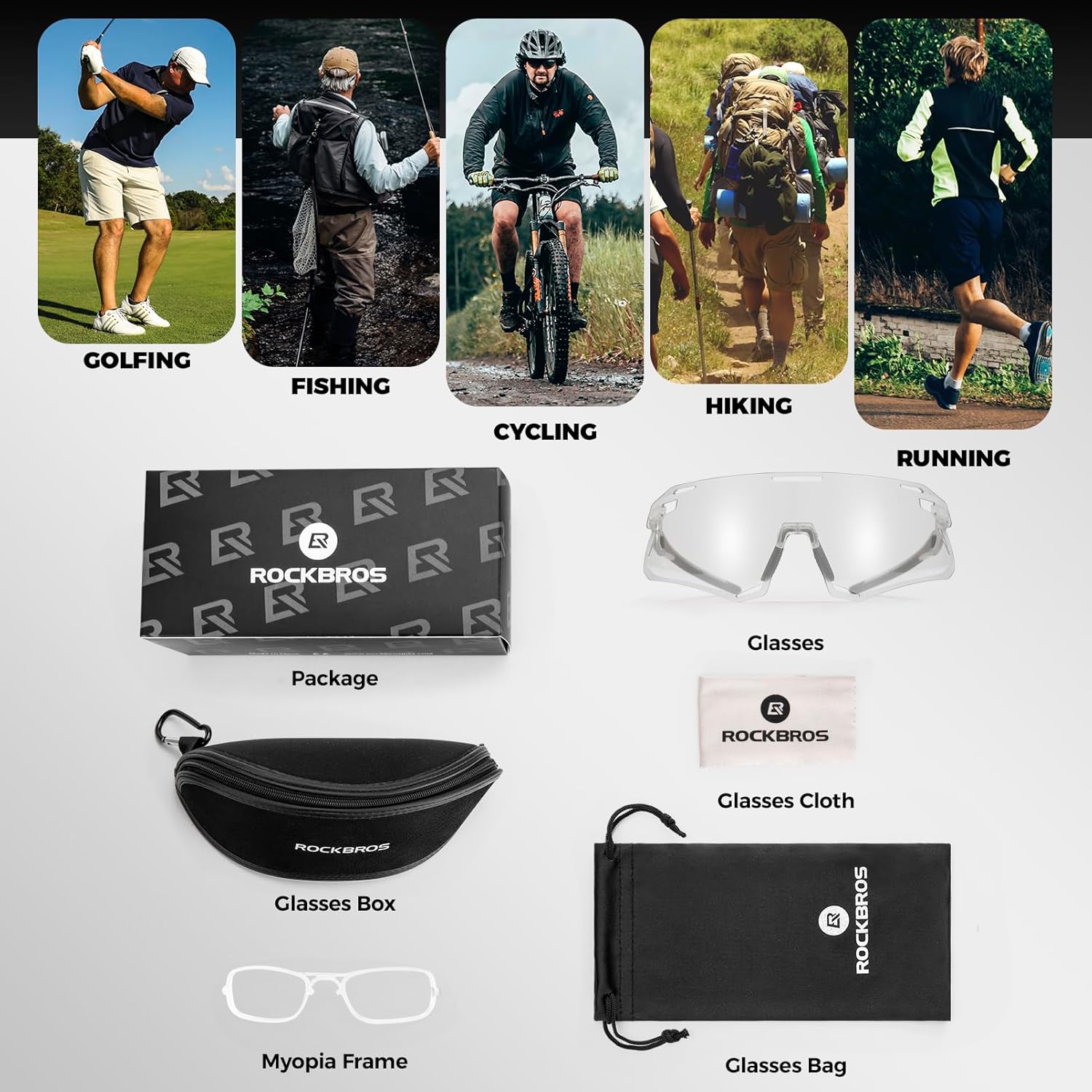 ROCKBROS Photochromic Cycling Sunglasses Bike Glasses for Men Women Sports Sunglasses UV Protection - Image 7