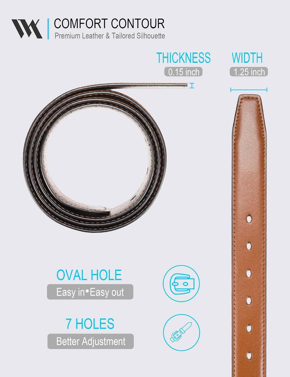 Men's Genuine Leather Dress Belt, 1 1/4" Business Casual Belt in Gift Box