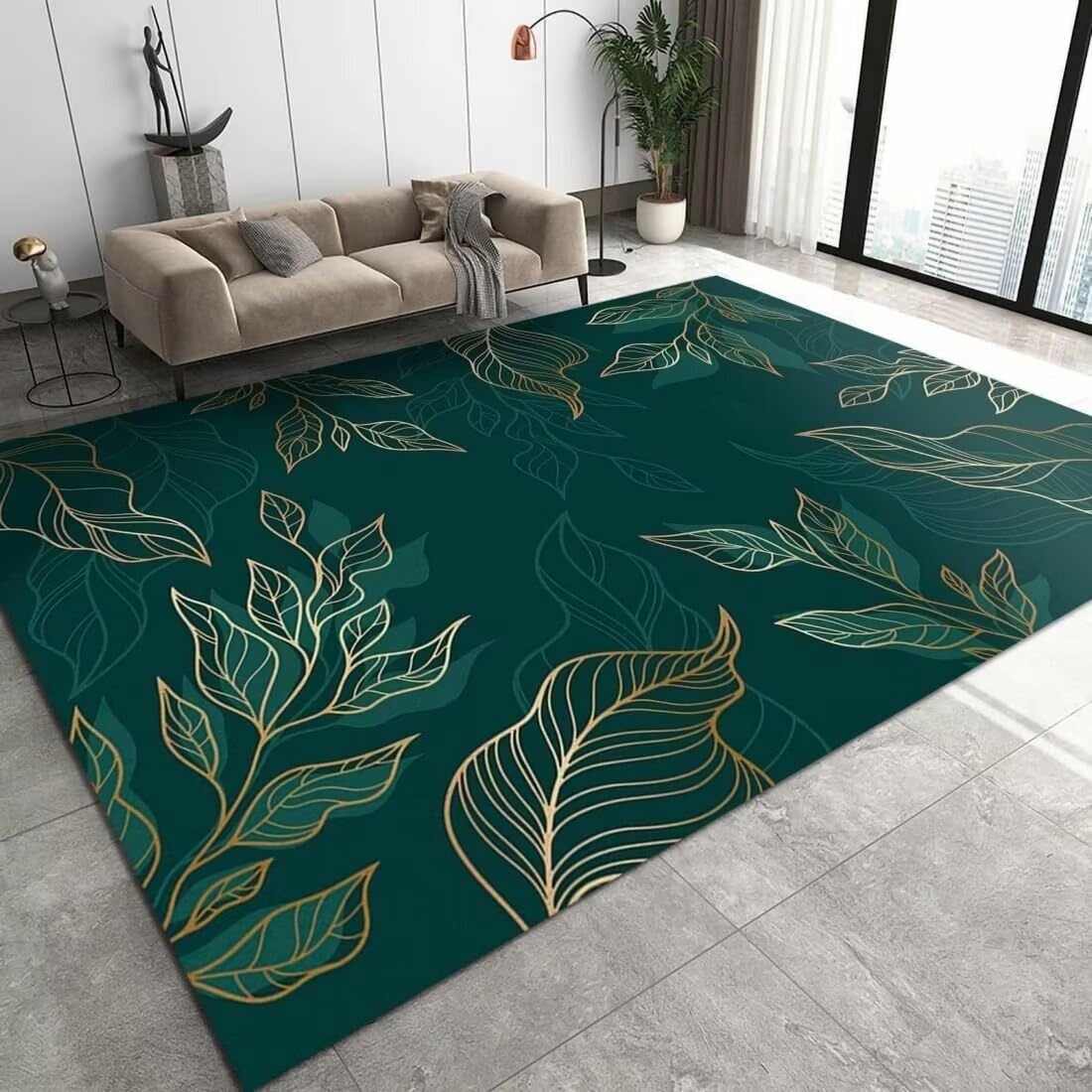 Tapis motif végétal salon et chambre enfant en velours cristal anti-poussière 160x230cm