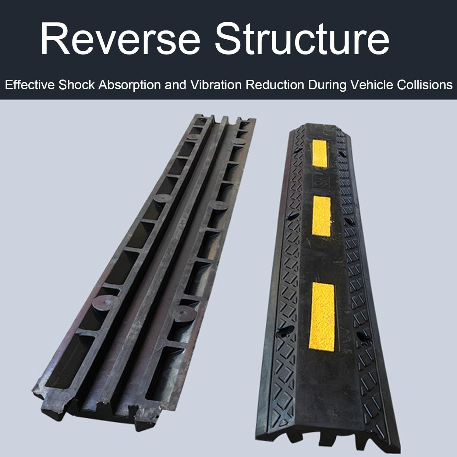 ケーブルプロテクター、2チャンネルスピードバンプ、アスファルトドライブウェイ用高反射イエローストリップ付きコードハイダーケーブルカバ